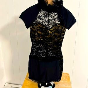 A wish come true black lace romper dance costume. Size adult medium